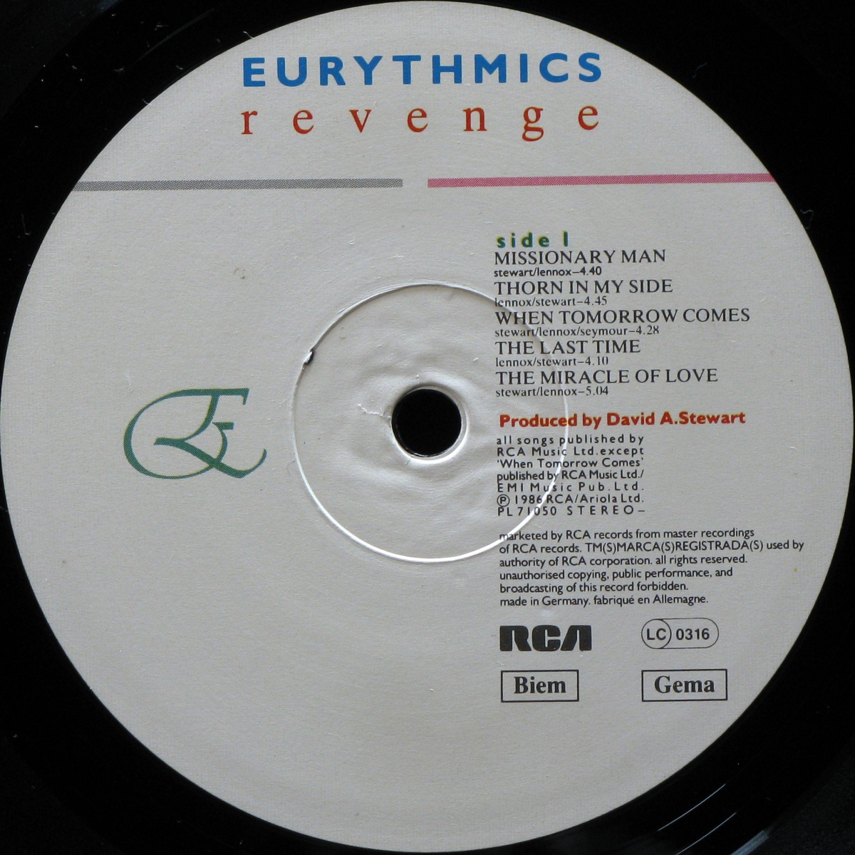 LP Eurythmics — Revenge фото 2