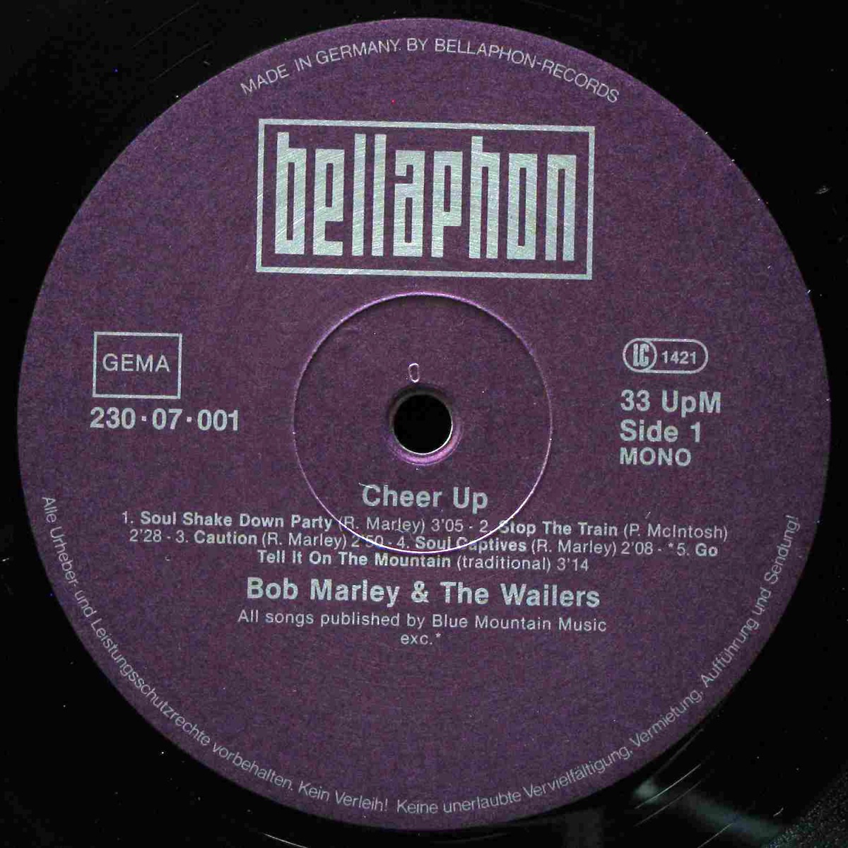 LP Bob Marley & The Wailers — Cheer Up (mono) фото 2