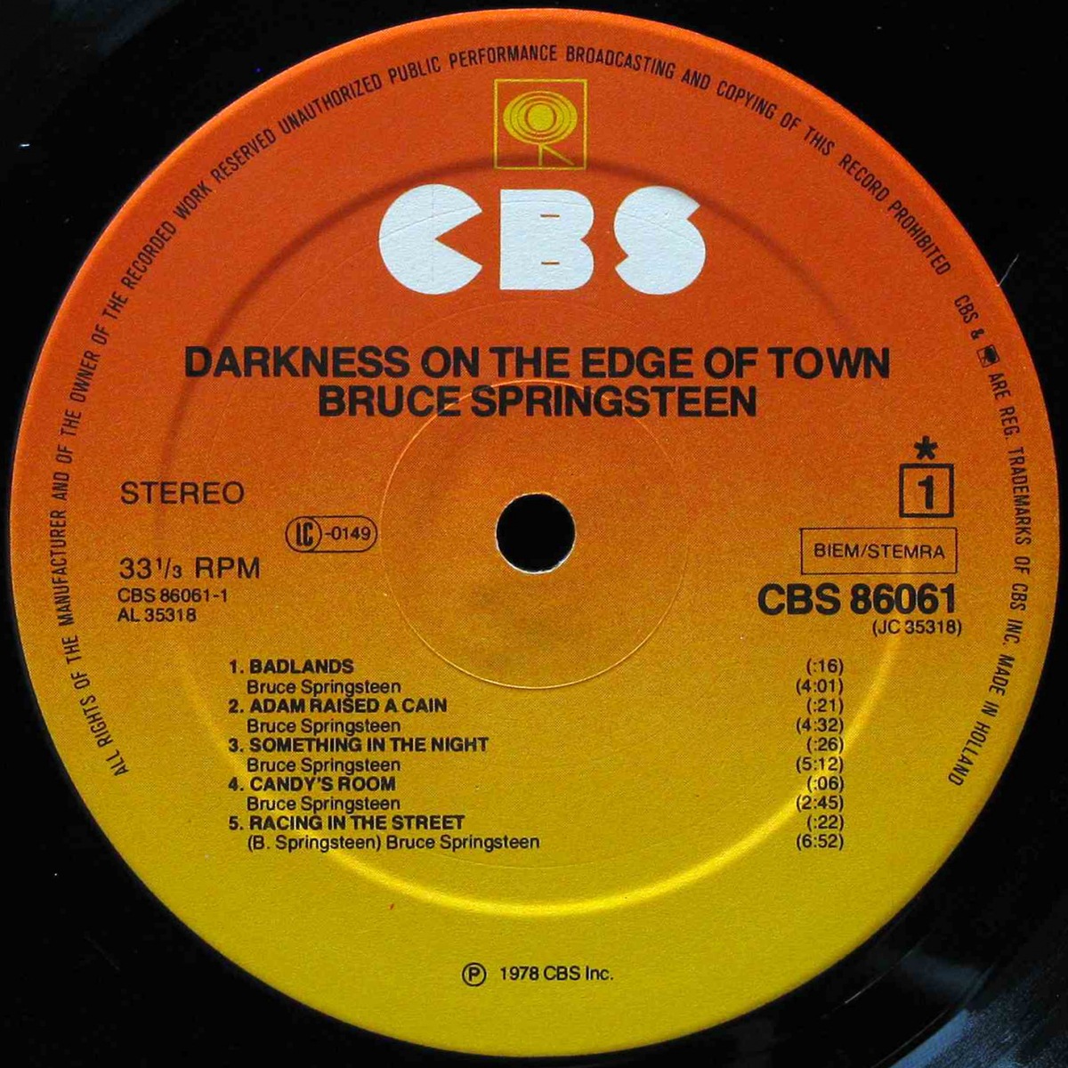 LP Bruce Springsteen — Darkness On The Edge Of Town фото 2