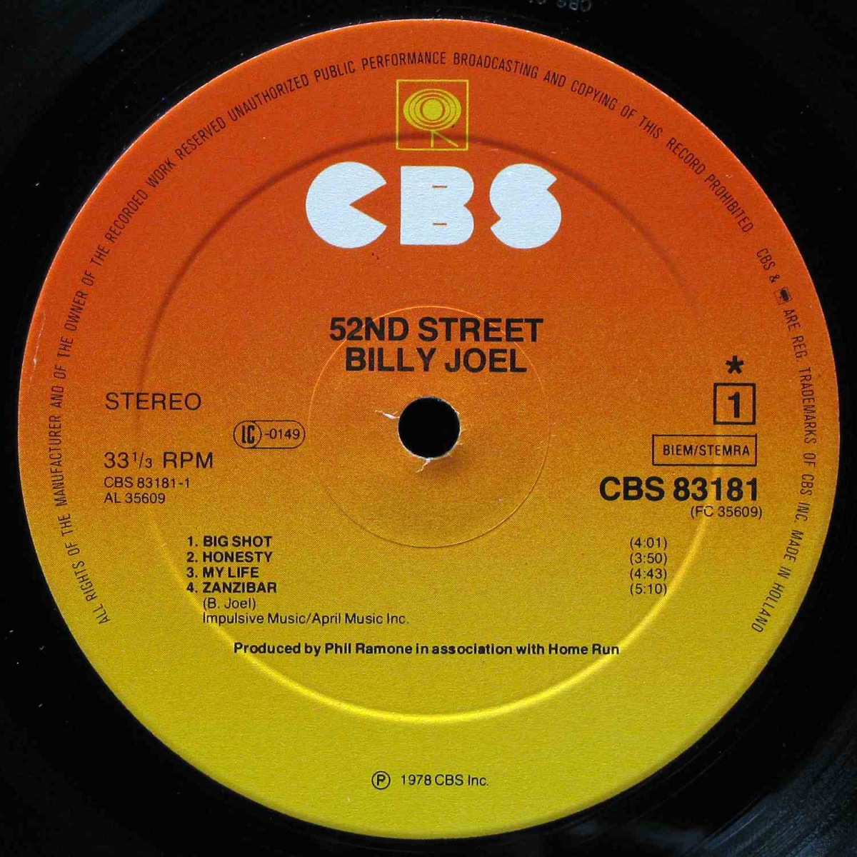 LP Billy Joel — 52nd Street фото 2