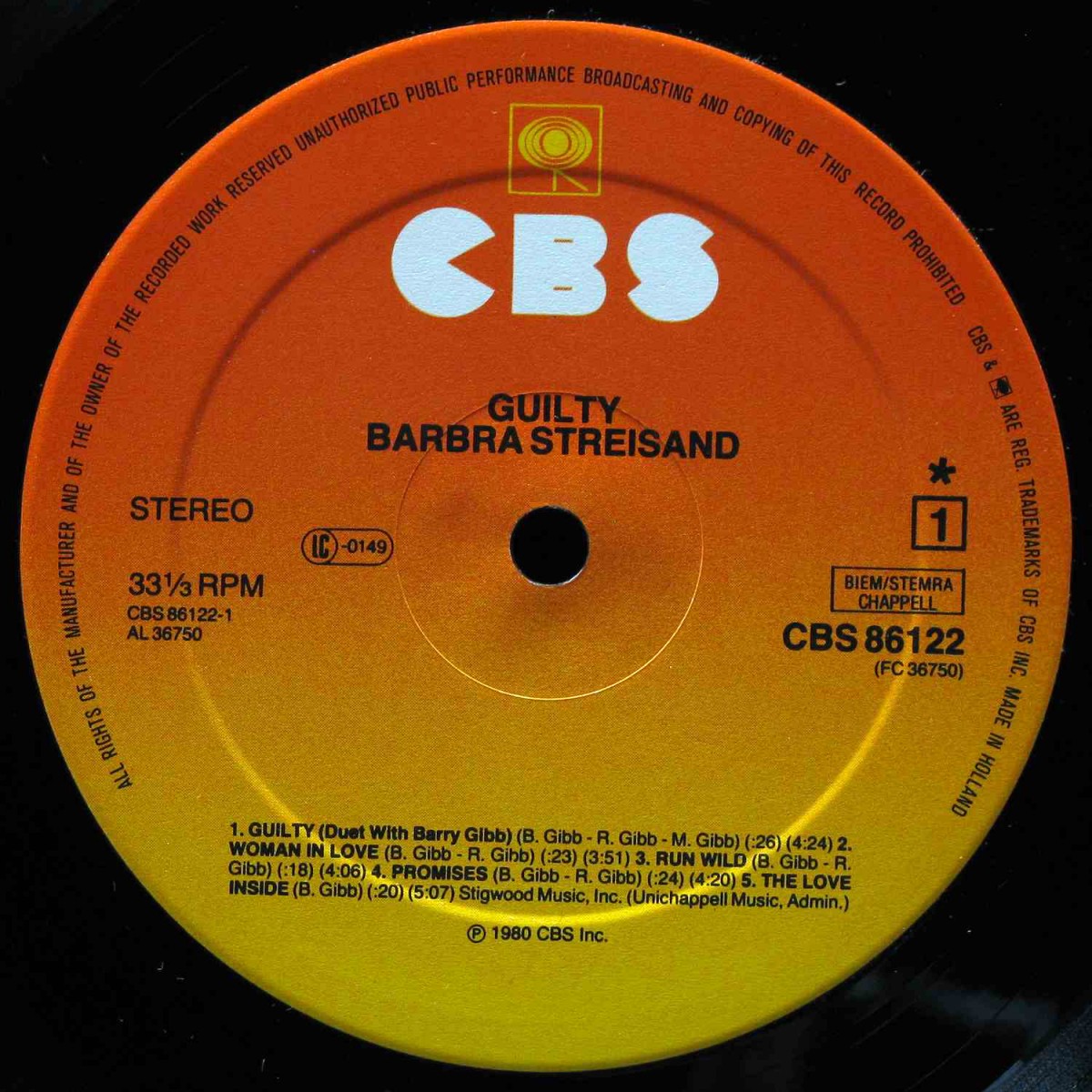 LP Barbra Streisand — Guilty фото 2