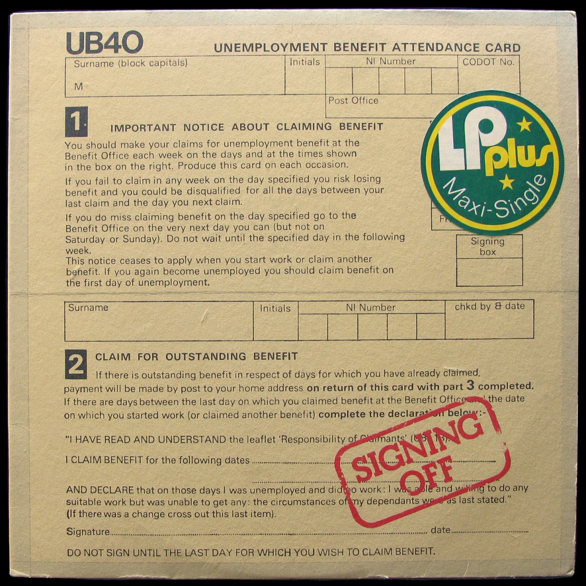 LP UB40 — Signing Off (LP + maxi) фото