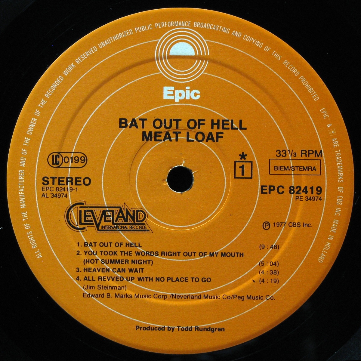 LP Meat Loaf — Bat Out Of Hell фото 2