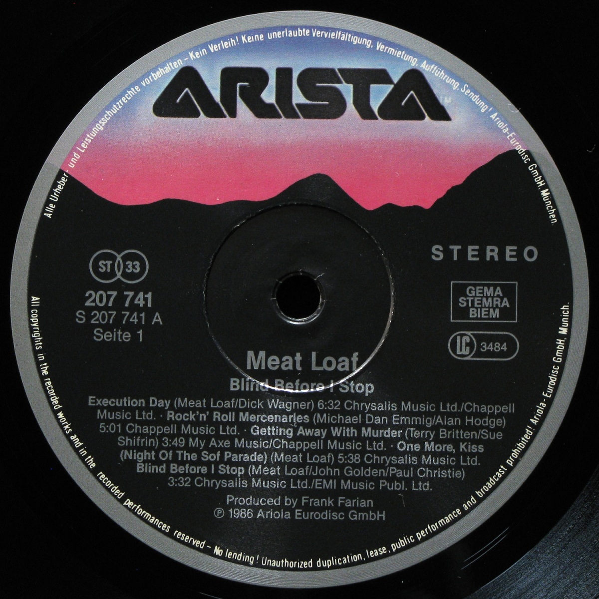 LP Meat Loaf — Blind Before I Stop фото 2