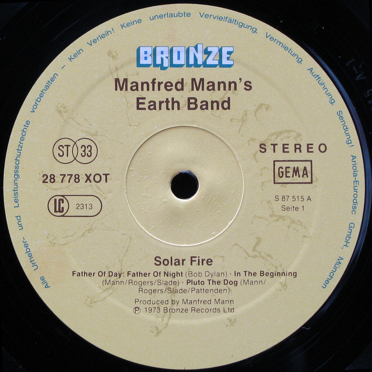 LP Manfred Mann's Earth Band — Solar Fire фото 2