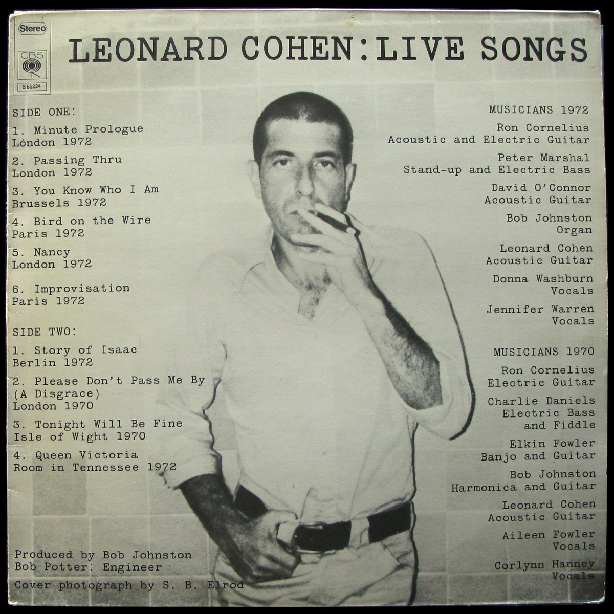 LP Leonard Cohen — Live Songs фото