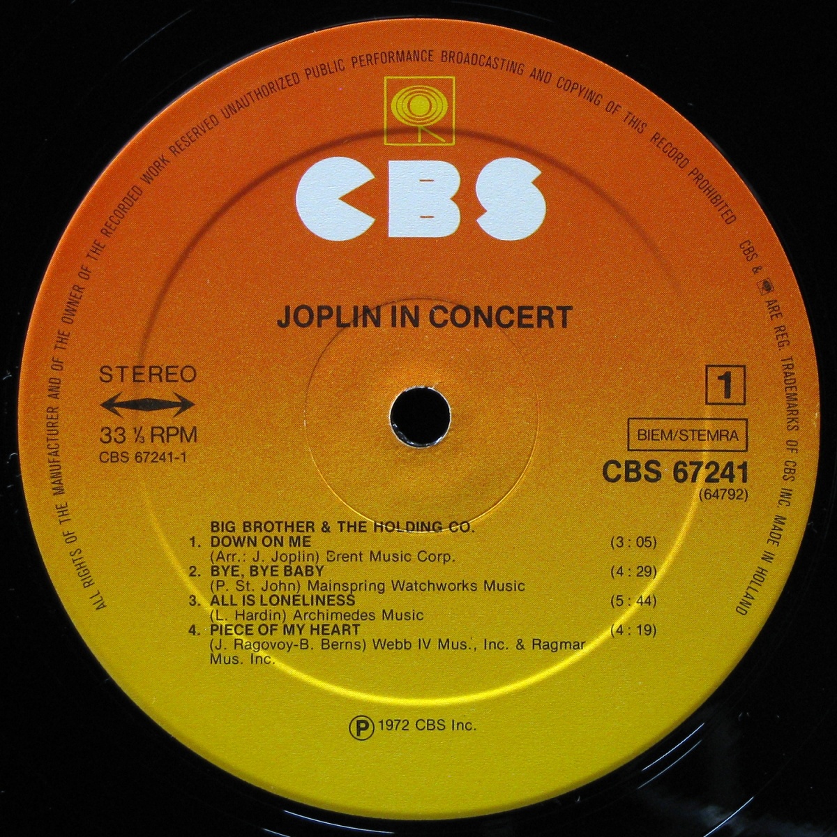 LP Janis Joplin — In Concert (2LP) фото 3