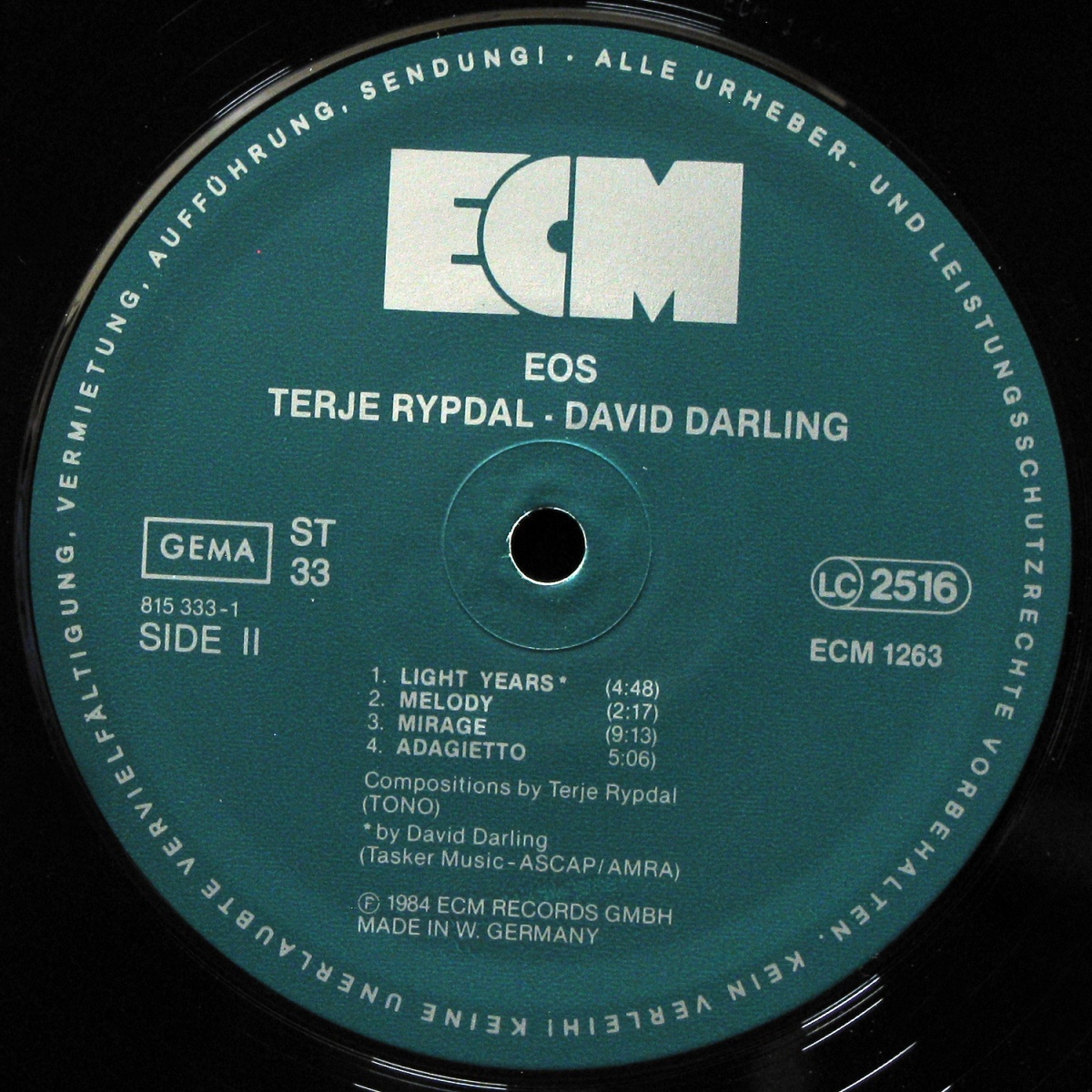 LP Terje Rypdal / David Darling — EOS фото 4