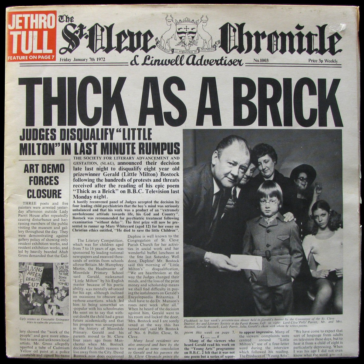 LP Jethro Tull — Thick As A Brick (newspaper cover) фото