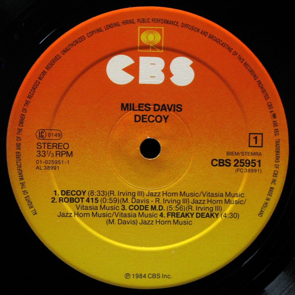 LP Miles Davis — Decoy фото 3