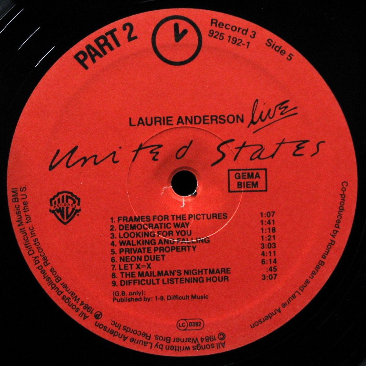 LP Laurie Anderson — United States Live (5LP Box) фото 13