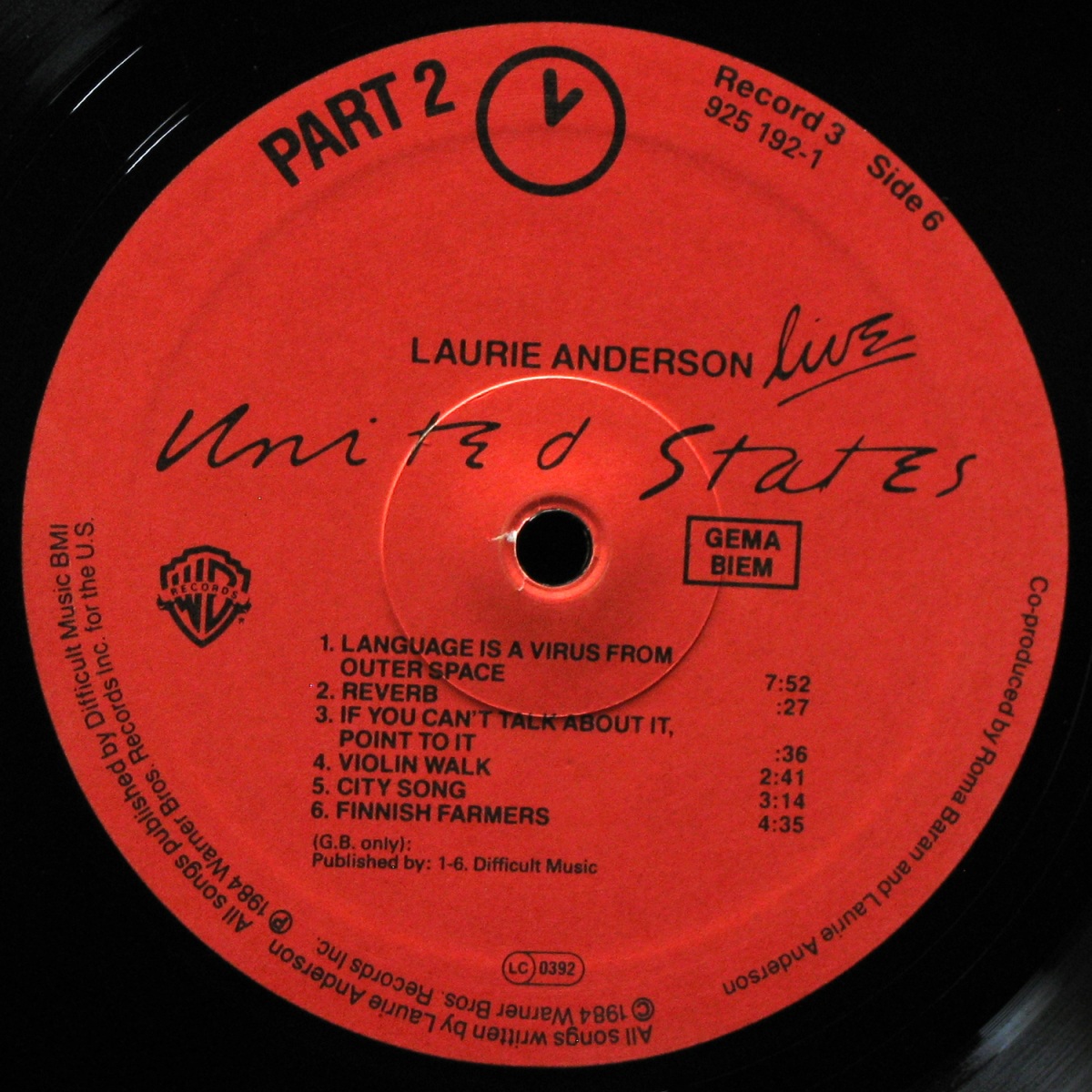 LP Laurie Anderson — United States Live (5LP Box) фото 14