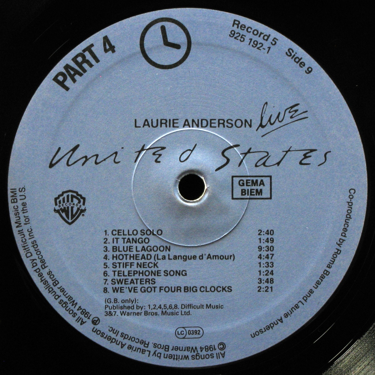 LP Laurie Anderson — United States Live (5LP Box) фото 22