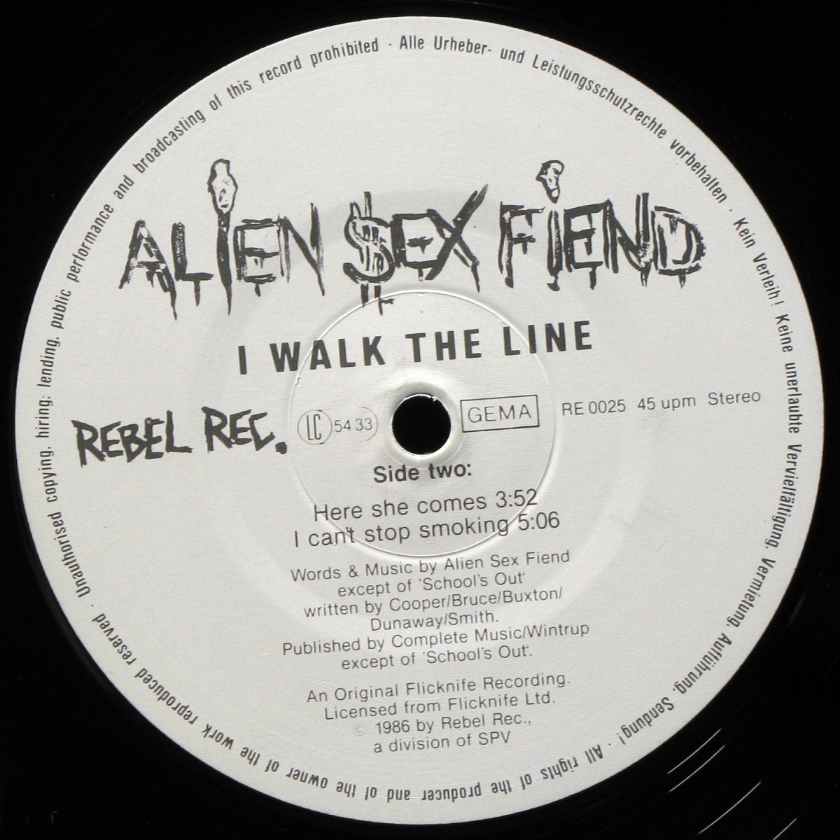 LP Alien Sex Fiend — I Walk The Line (maxi) фото 3