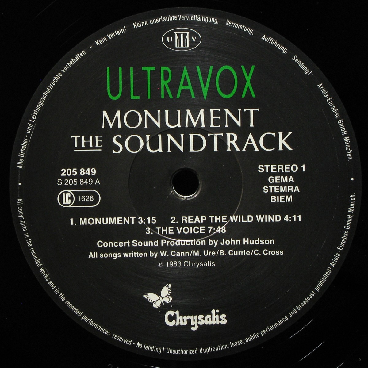 LP Ultravox — Monument The Soundtrack фото 2