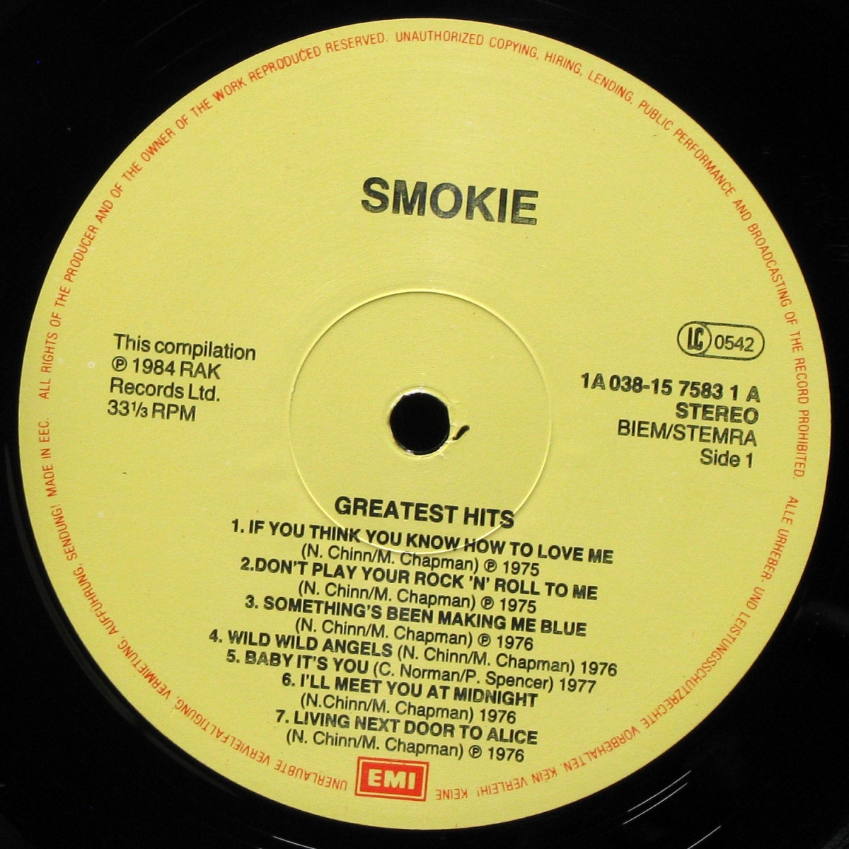 LP Smokie — Greatest Hits (1984) фото 2