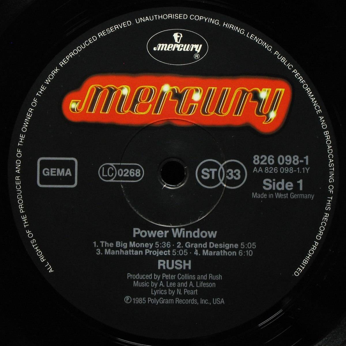 LP Rush — Power Windows (misprint) фото 2