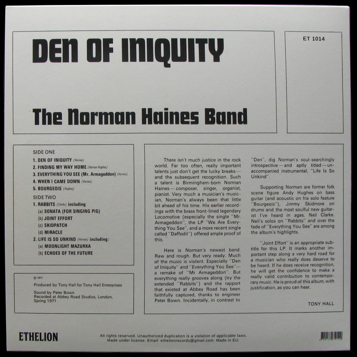 LP Norman Haines Band — Den Of Iniquity фото 2