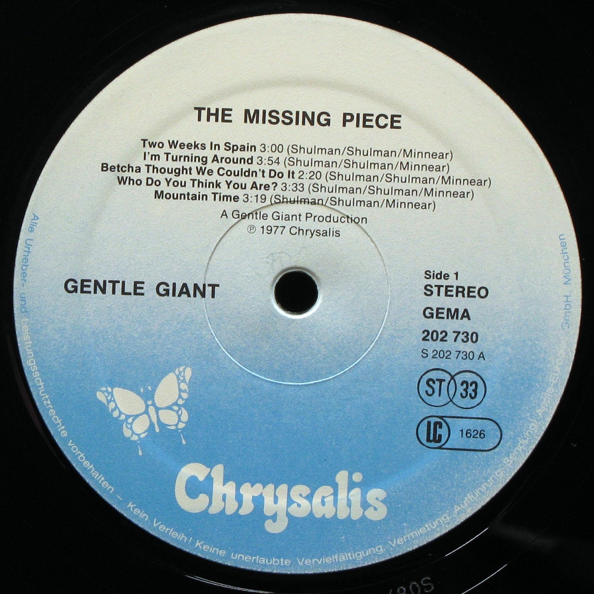 LP Gentle Giant — Missing Piece фото 2