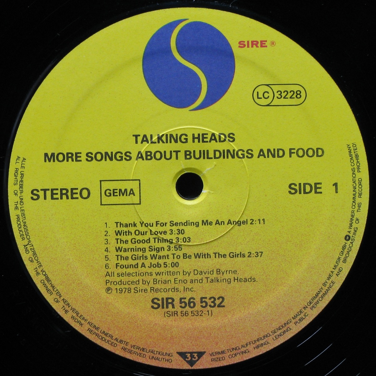 LP Talking Heads — More Songs About Buildings And Food фото 3