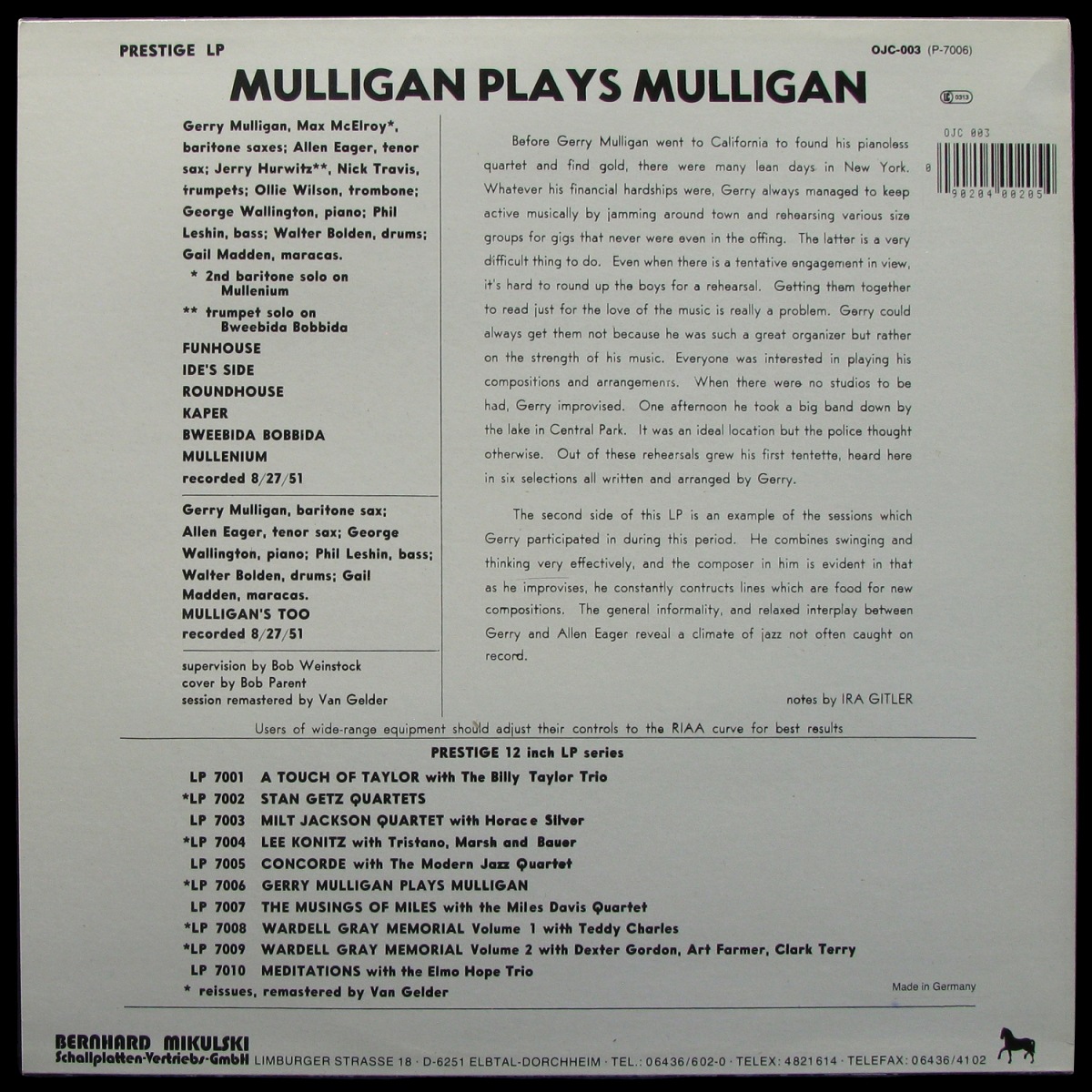 LP Gerry Mulligan — Mulligan Plays Mulligan фото 2