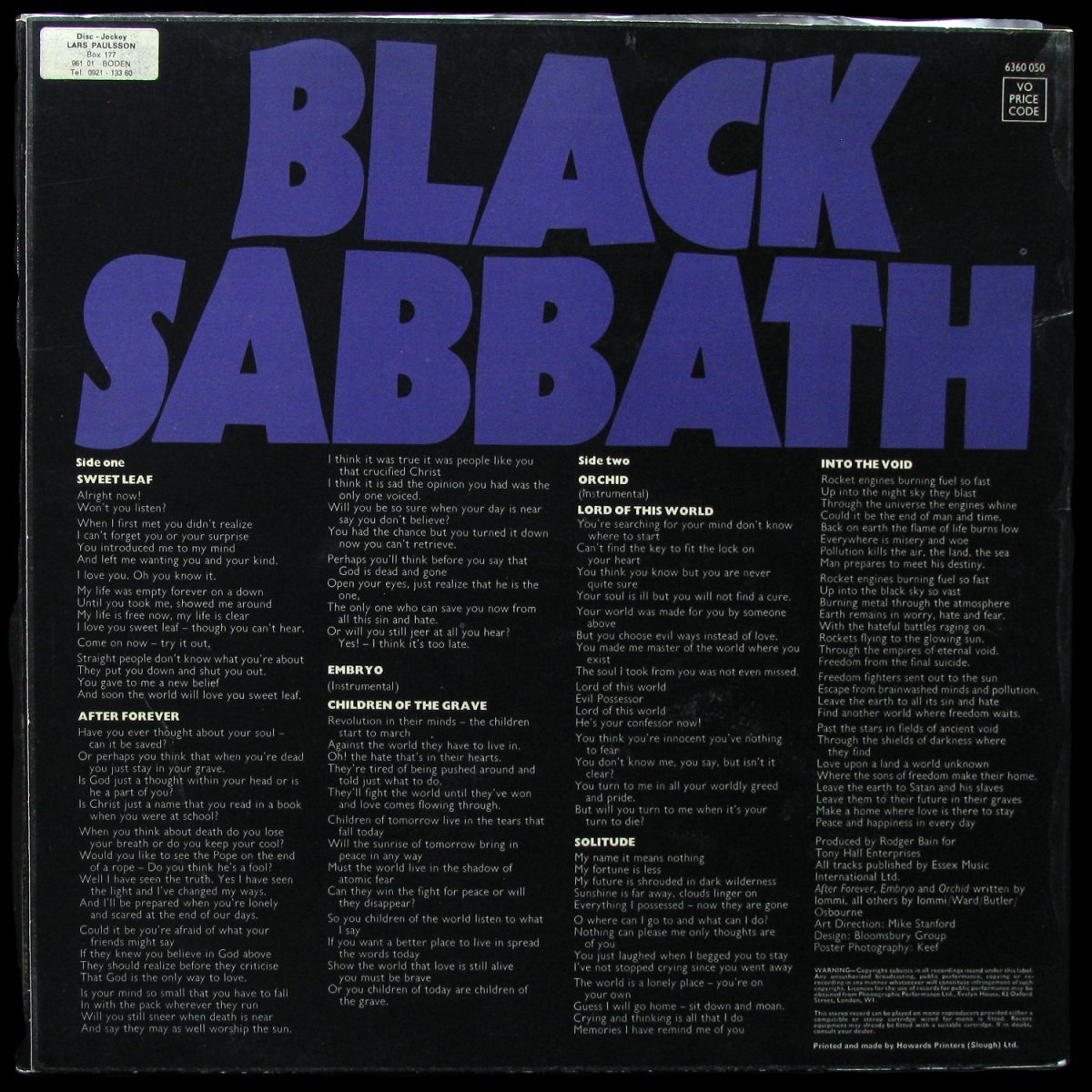 LP Black Sabbath — Master Of Reality (+ poster) фото 2