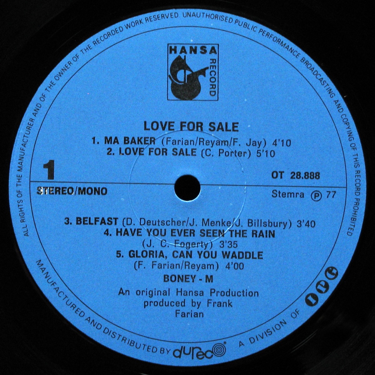 LP Boney M — Love For Sale (+ poster) фото 3