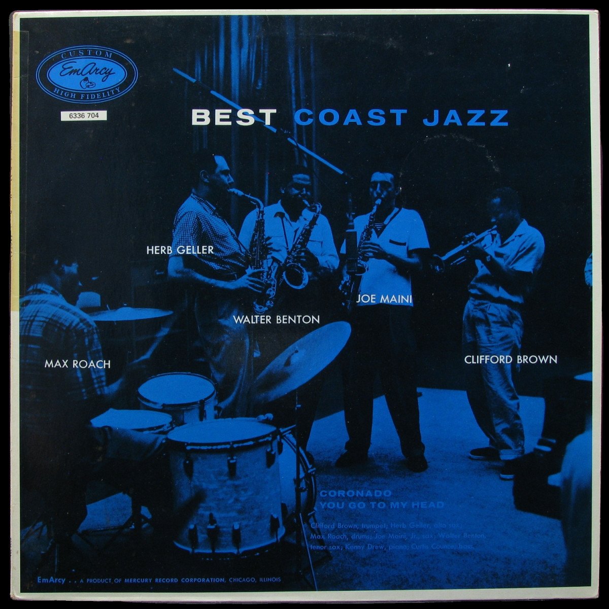 LP Max Roach / Herb Geller / Walter Benton / Joe Maini / Clifford Brown — Best Coast Jazz (mono) фото