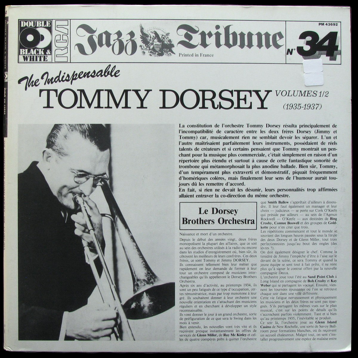 LP Tommy Dorsey — Indispensable Tommy Dorsey Volumes 1/2 (1935-1937) (2LP) фото