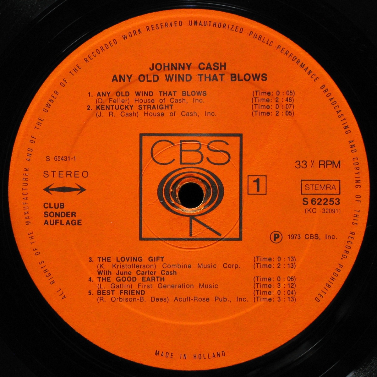 LP Johny Cash — Any Old Wind That Blows (club edition) фото 2