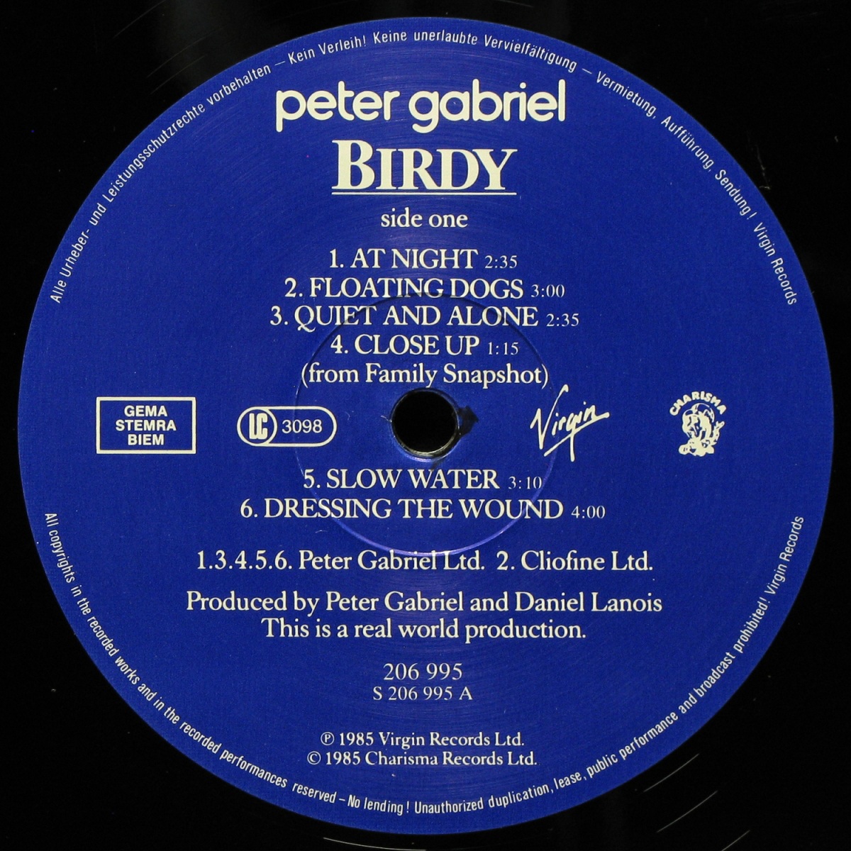 LP Peter Gabriel — Birdy - Music From The Film фото 2