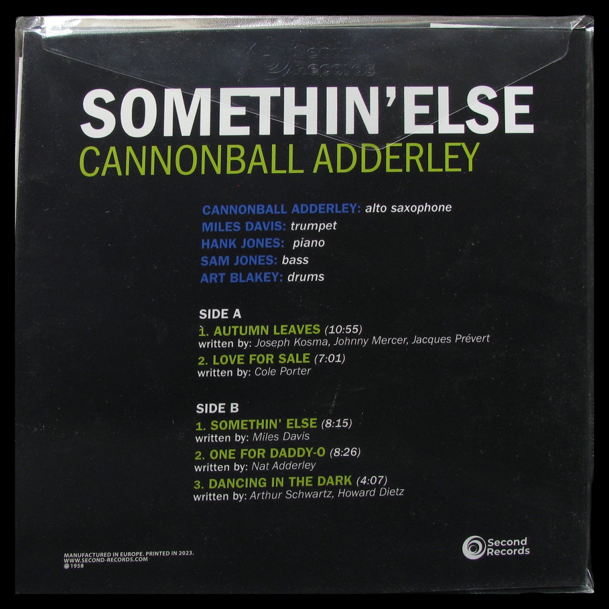 LP Cannonball Adderley — Somethin’ Else (lime vinyl) фото 2