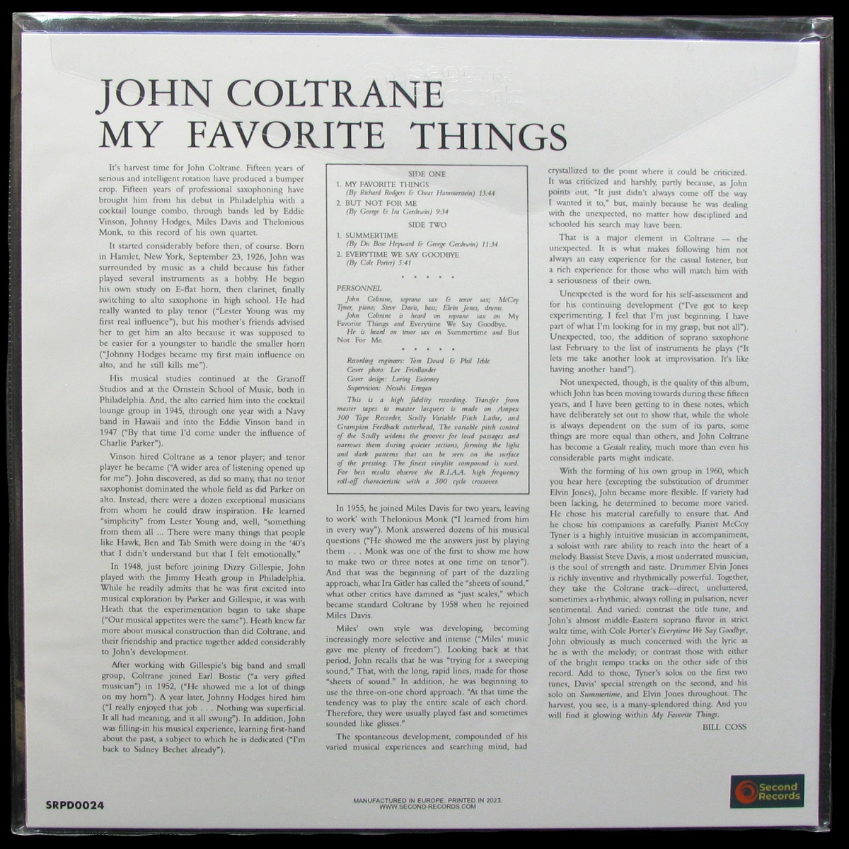 LP John Coltrane — My Favorite Things (coloured vinyl) фото 2