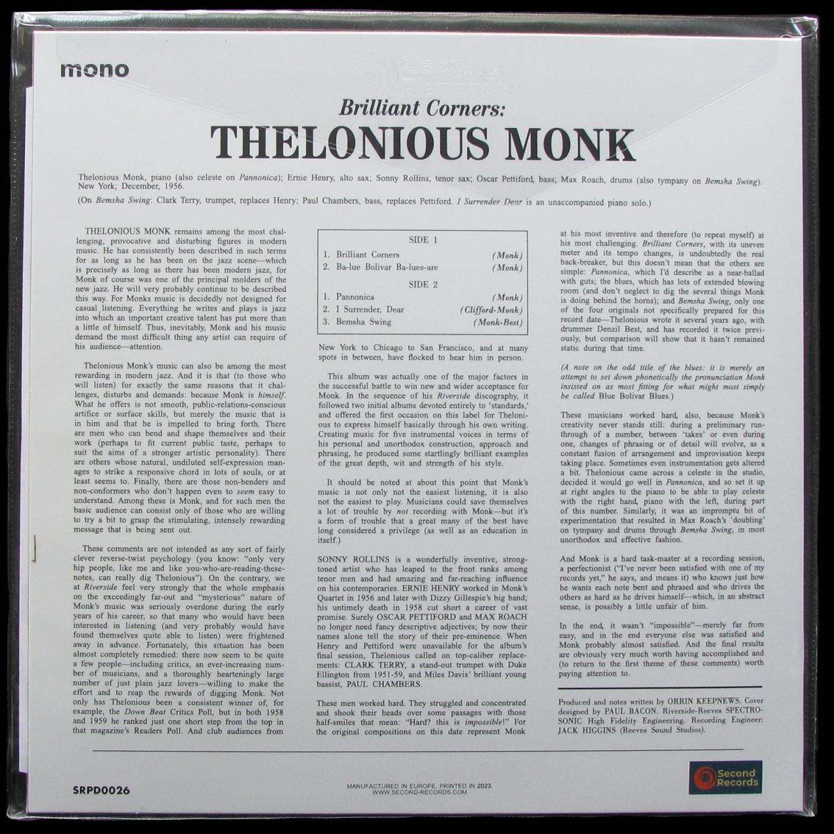 LP Thelonious Monk — Brilliant Corners (coloured vinyl) фото 2