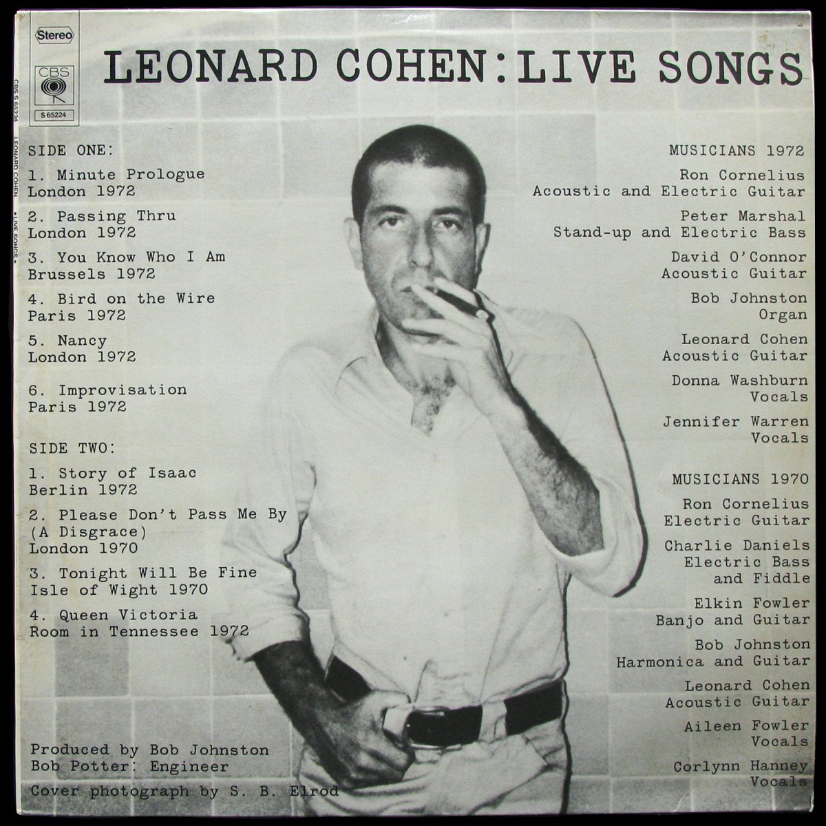 LP Leonard Cohen — Live Songs фото