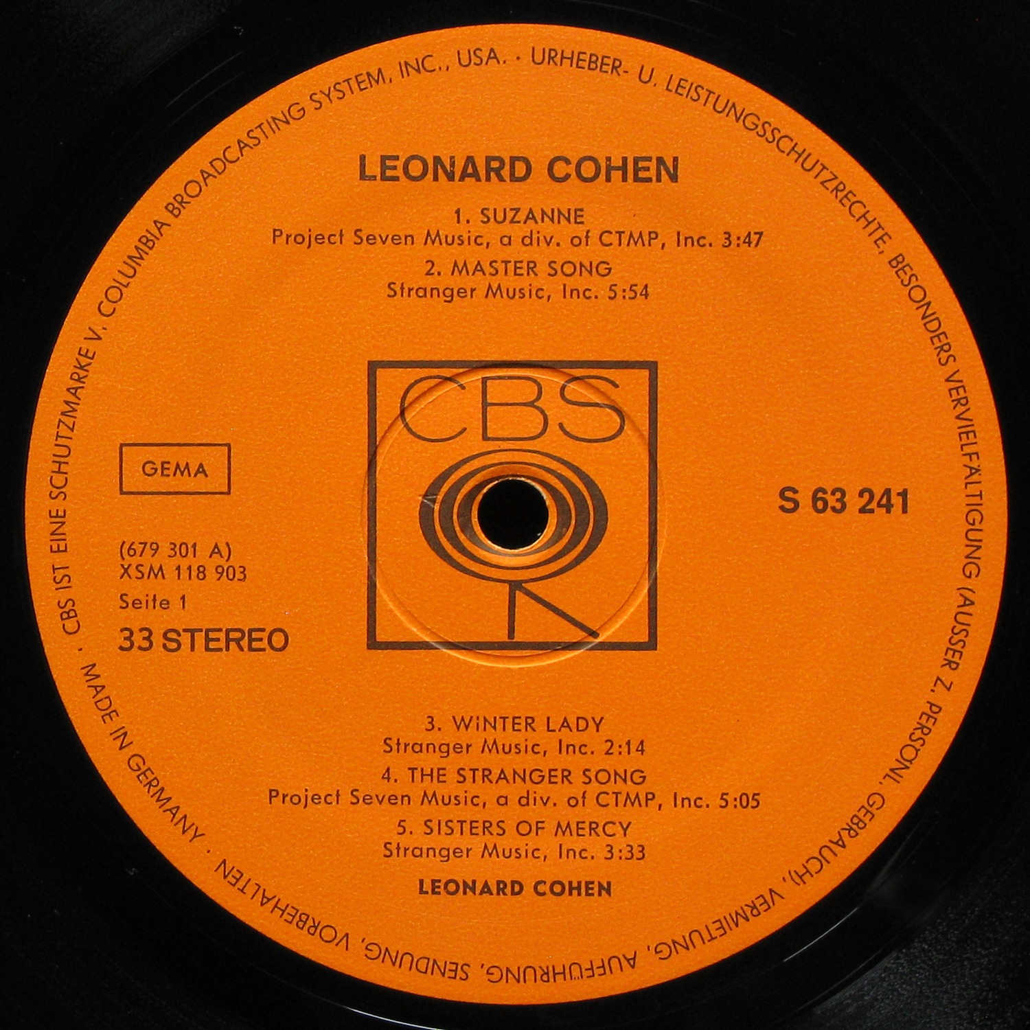 LP Leonard Cohen — Songs Of Leonard Cohen фото 2