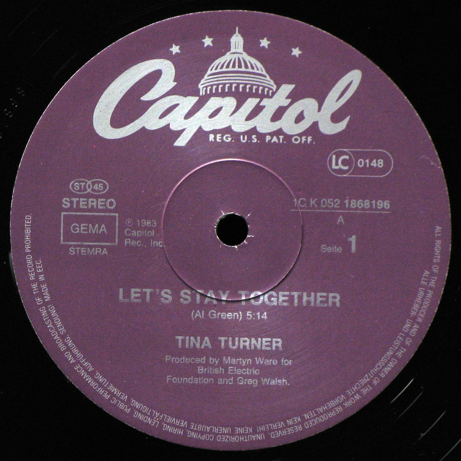 LP Tina Turner — Let's Stay Together (maxi) фото 2