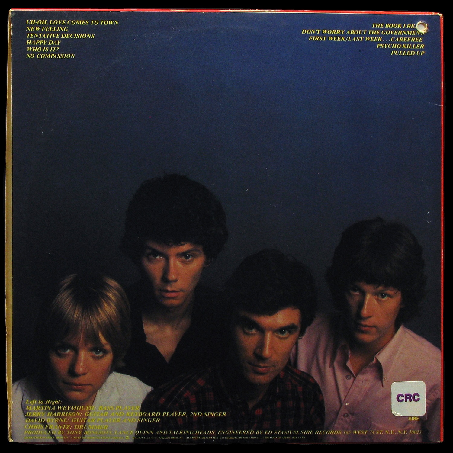 LP Talking Heads — Talking Heads: 77 фото 2