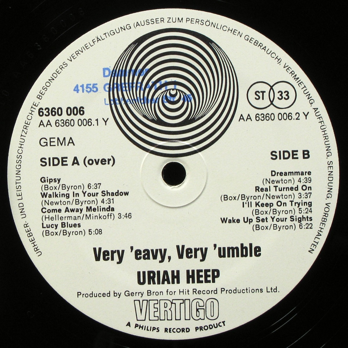 LP Uriah Heep — Very 'Eavy, Very 'Umble фото 4