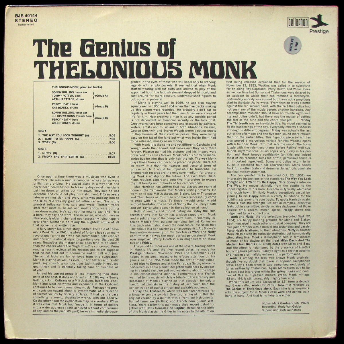 LP Thelonious Monk — Genius Of Thelonious Monk фото 2