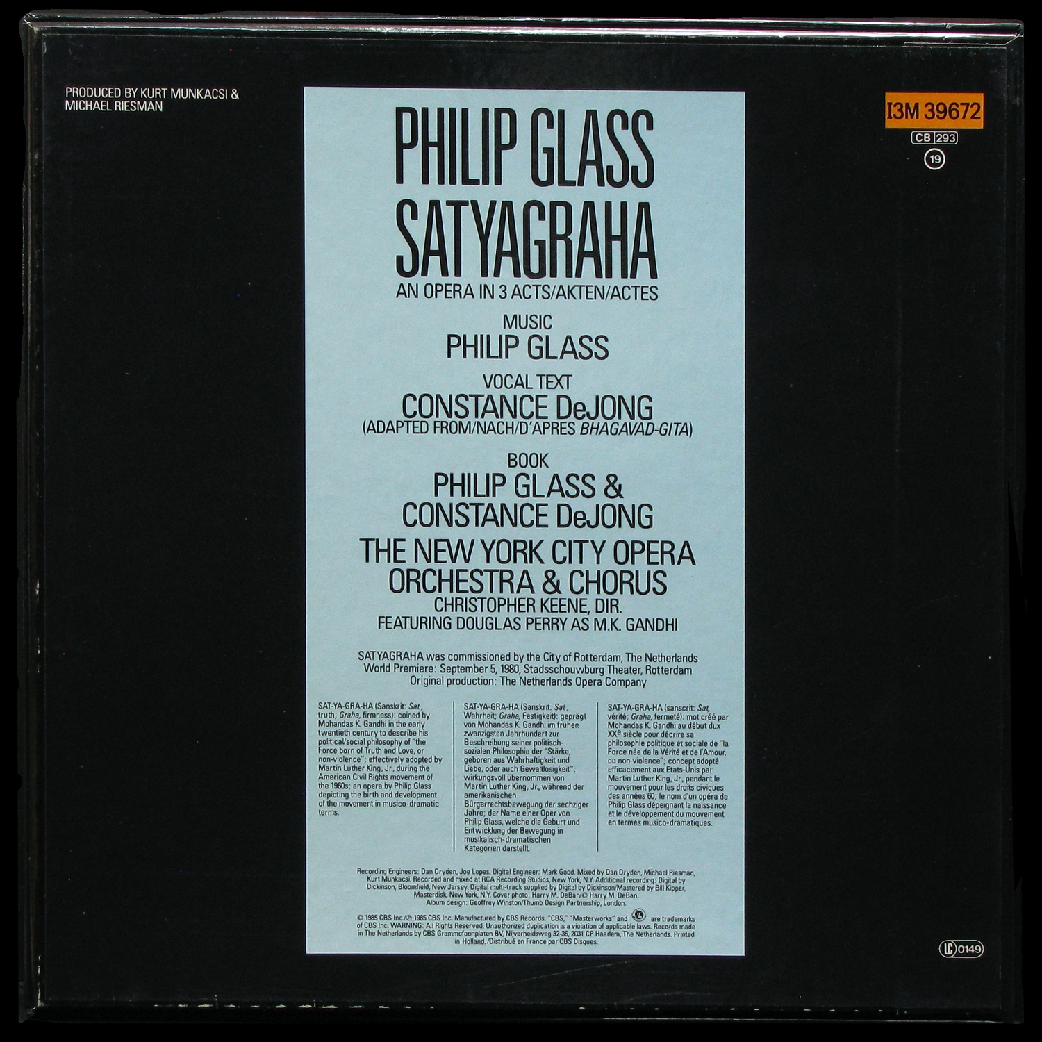 LP Philip Glass — Satyagraha ( 3LP BOX,  + booklet) фото 5