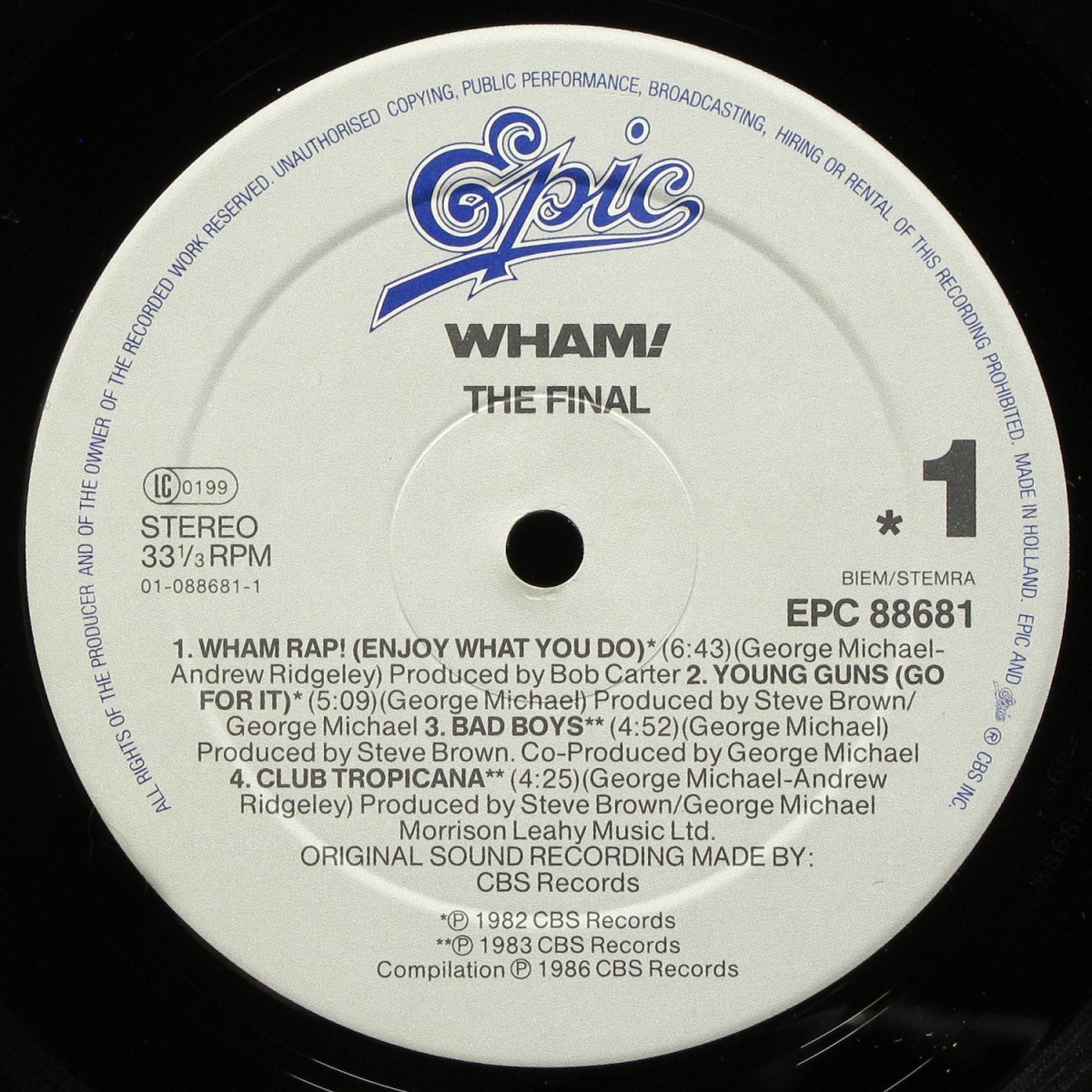 LP Wham! — Final (2LP) фото 3