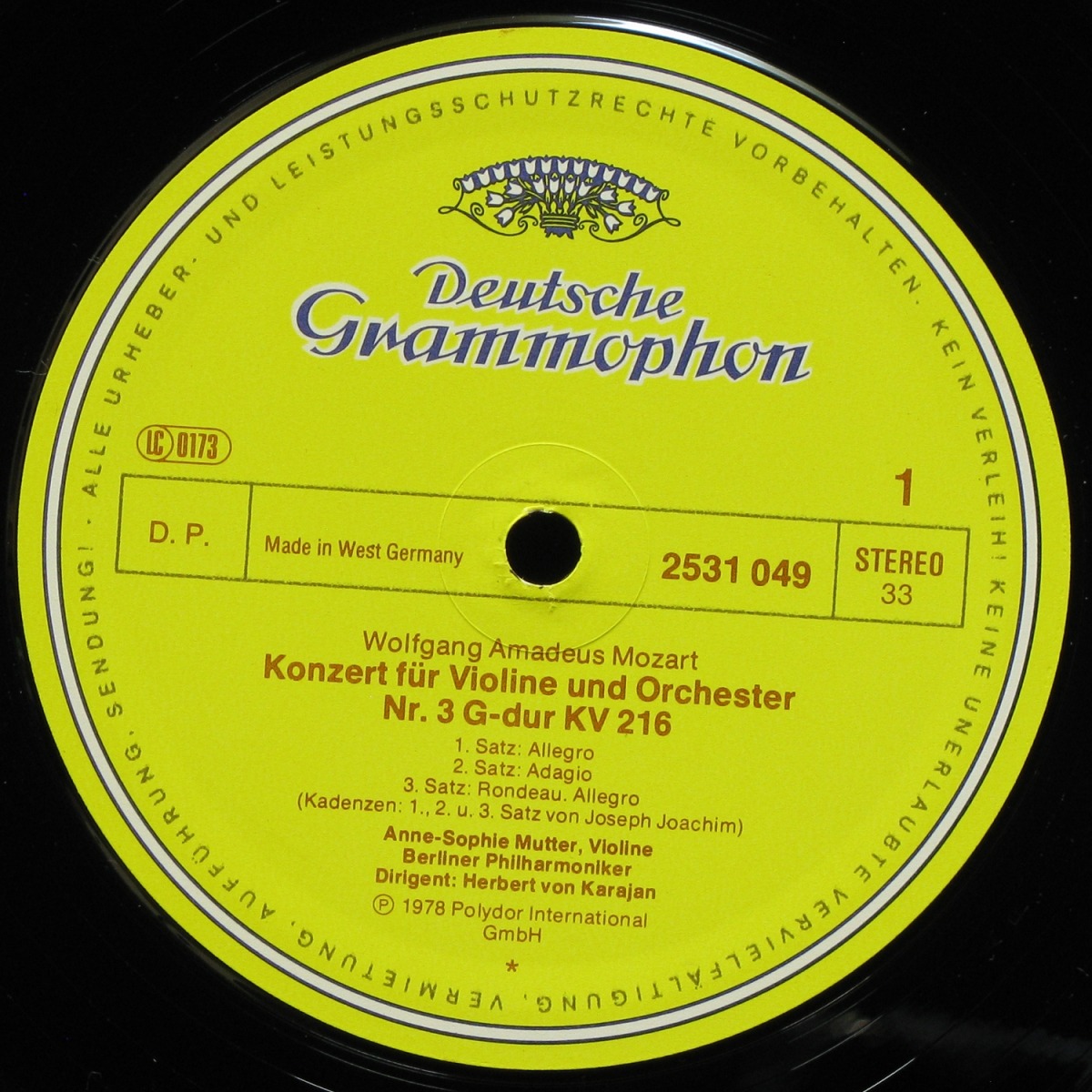 LP Herbert Von Karajan — Mozart: Violinkonzerte G-dur KV 216 / A-dur KV 219 фото 2