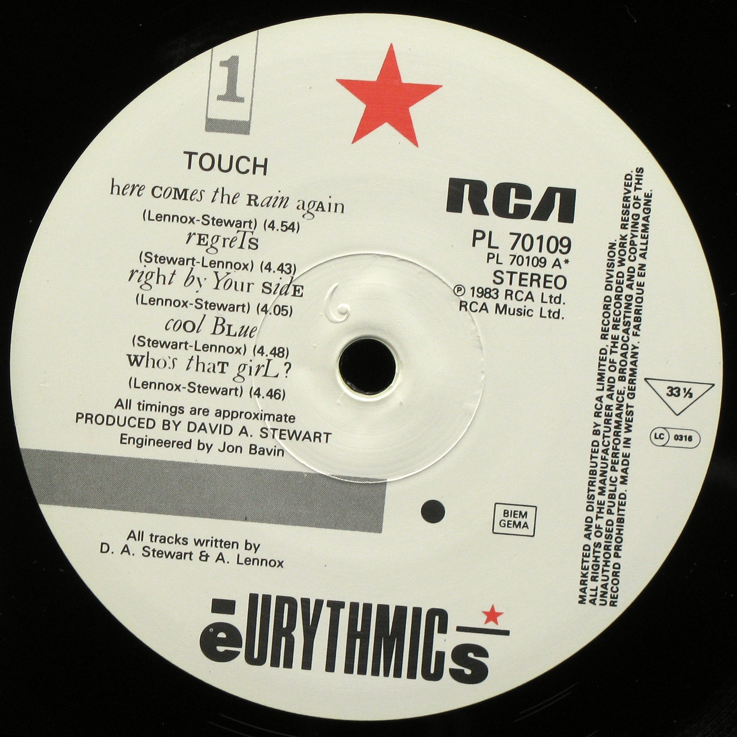 LP Eurythmics — Touch фото 2