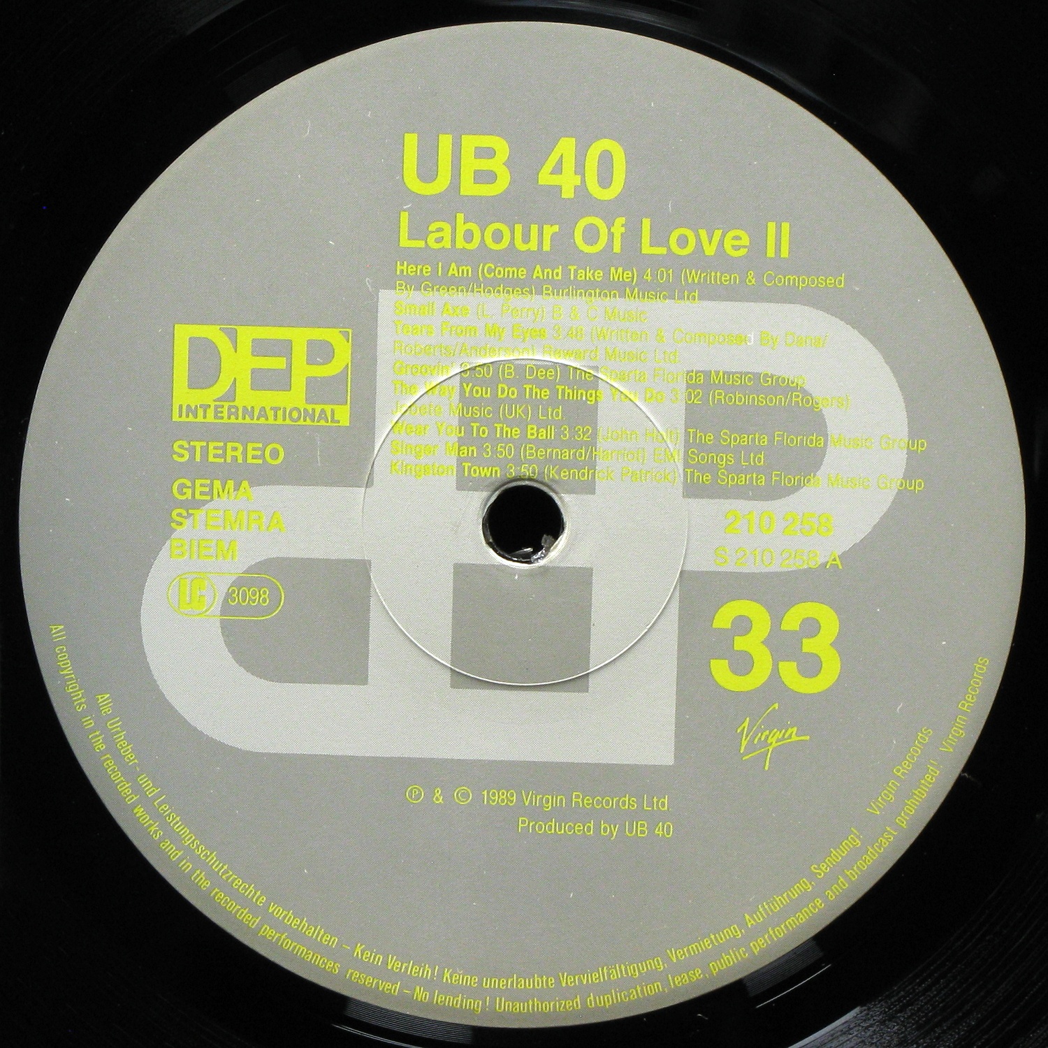 LP UB40 — Labour Of Love II фото 2