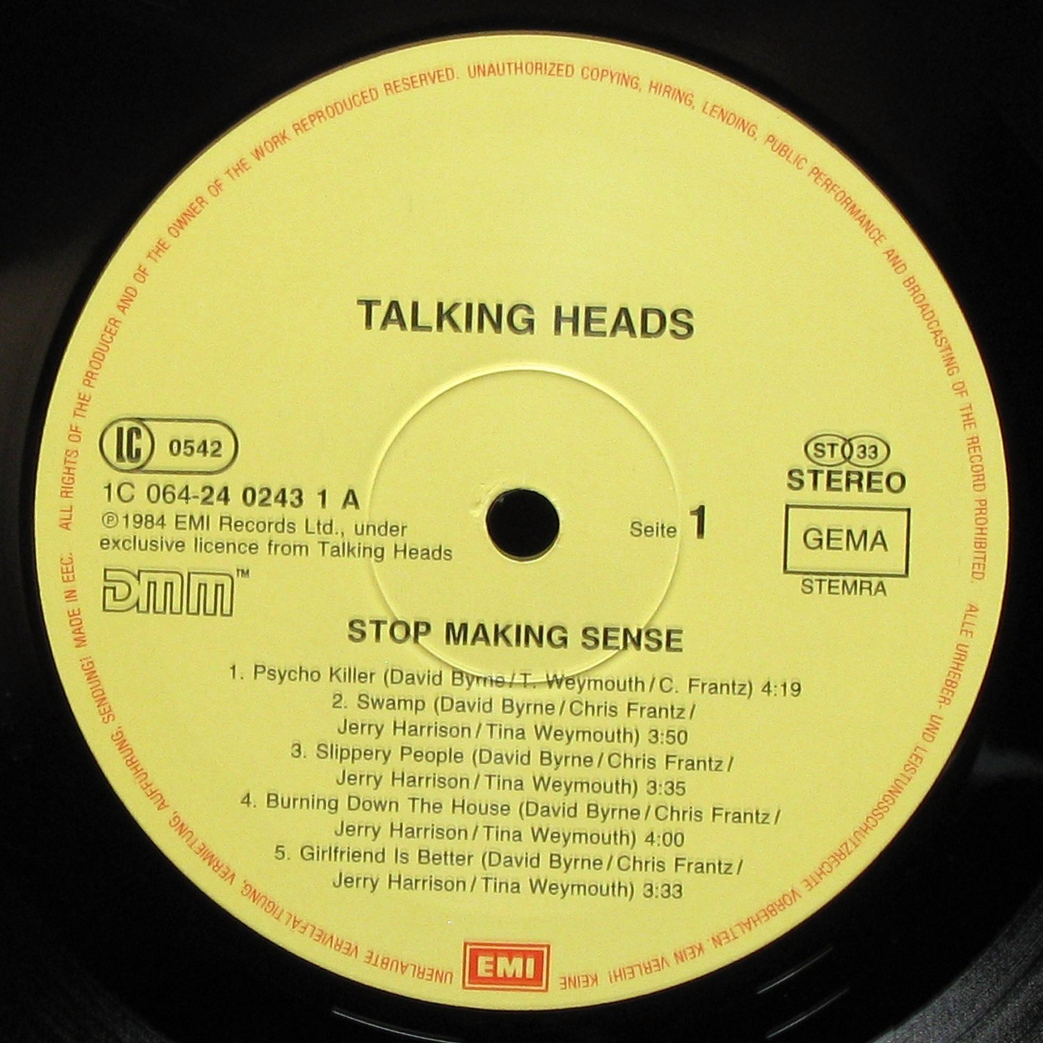 LP Talking Heads — Stop Making Sense (+ booklet) фото 2