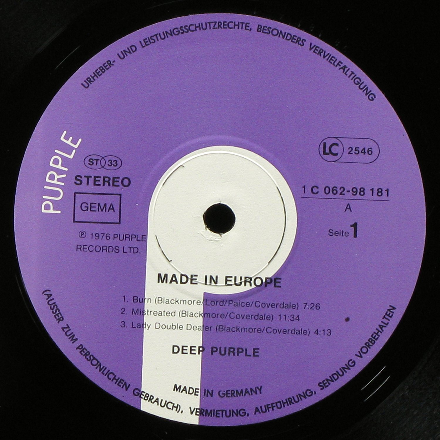 LP Deep Purple — Made In Europe фото 3