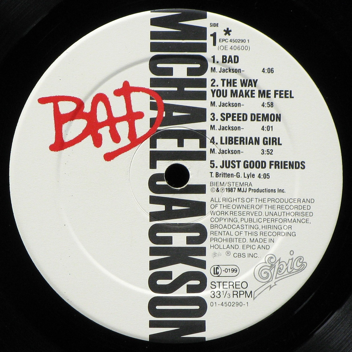 LP Michael Jackson — Bad фото 3