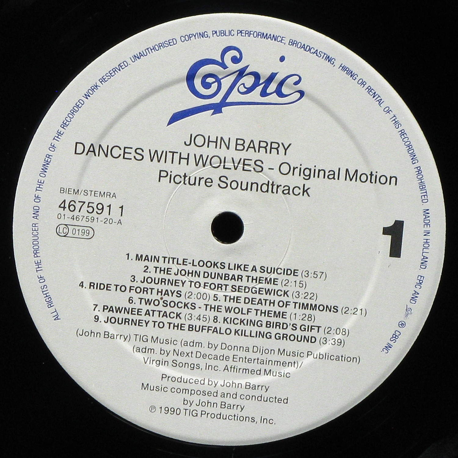 LP John Barry — Dances With Wolves (Original Motion Picture Soundtrack) фото 3