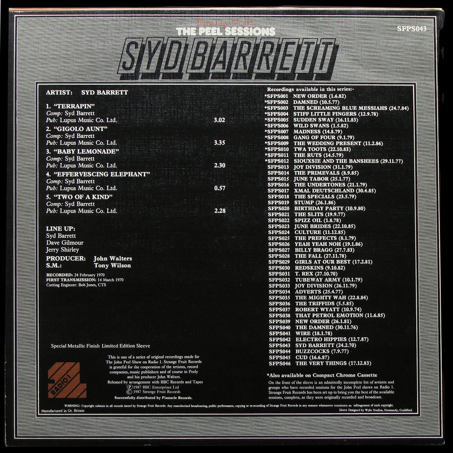 LP Syd Barrett — Peel Sessions (maxi) фото 4